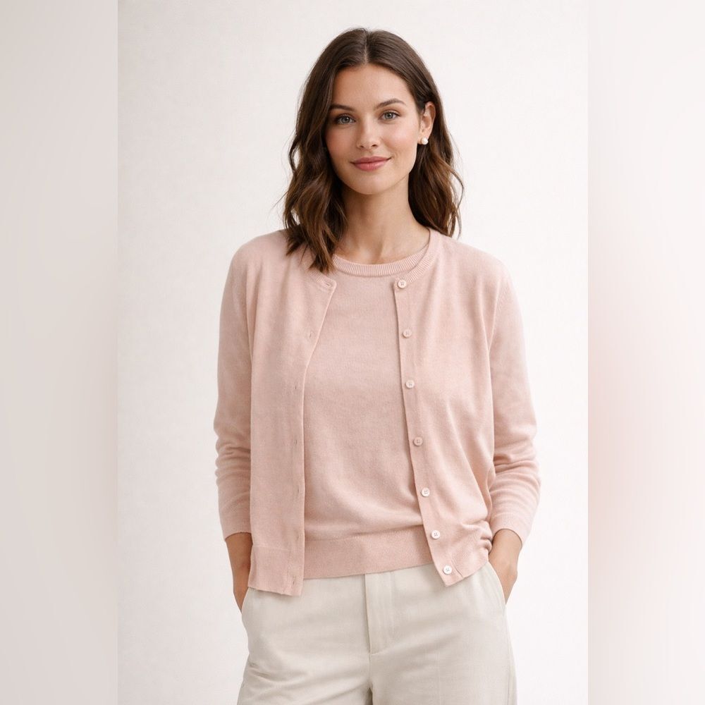 TSE 100% Cashmere Shell & Cardigan Set – Baby Pink – Size S